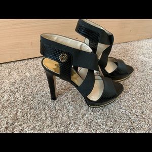 Michael Kors Black Strappy Platform Hees